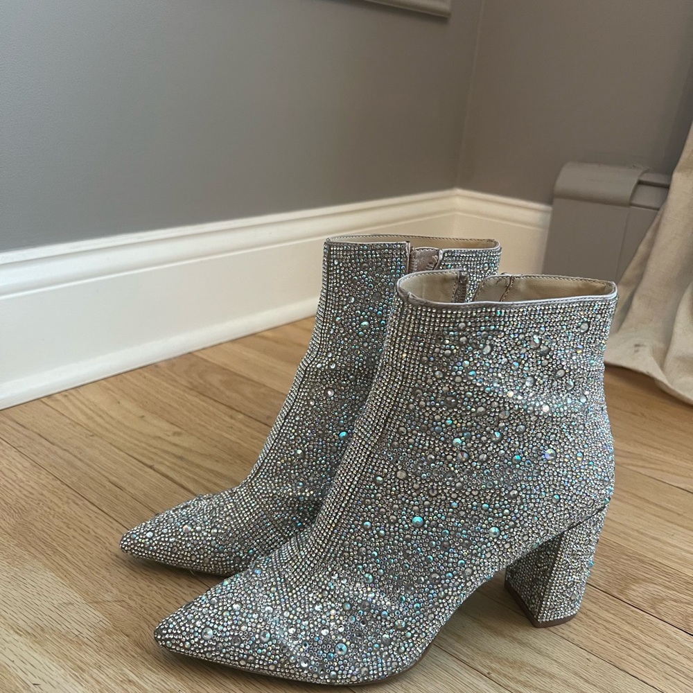 Sparkling Silver Ankle Boots